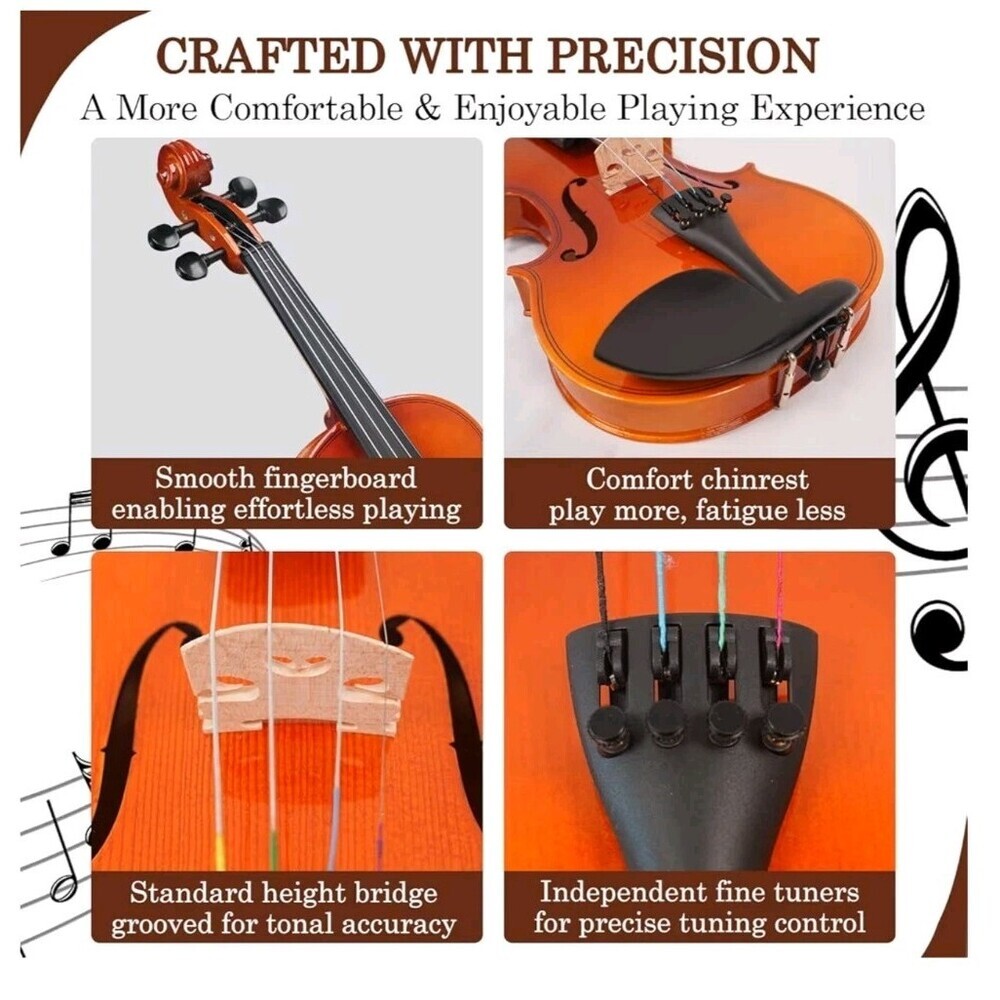DIGERVY Violin 4/4 Full Size Kit for Beginners and Adults Maple & Spruce Wood - Picture 3 of 14